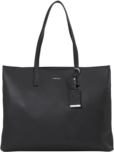 Calvin Klein Damen Tote Bag Tasche Medium Shopper Mittelgroß, Schwarz (Ck Black Mono Jacquard), Einheitsgröße von Calvin Klein