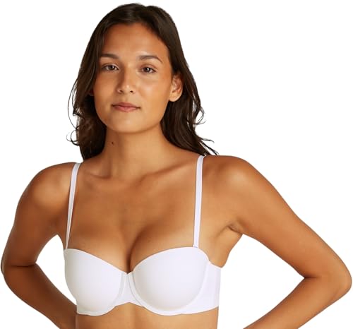 Calvin Klein Damen Trägerloser BH Lightly Lined mit Stretch, Weiß (White), 90C von Calvin Klein