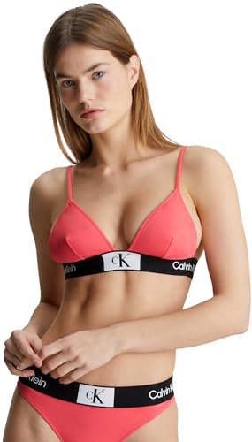 Calvin Klein Damen Triangel Bikini Oberteil Fixed Triangle-Rp ohne Bügel, Rosa (Calypso Coral), L von Calvin Klein