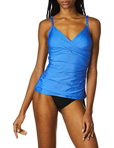 Calvin Klein Damen Triangle Tummy Control Top Tankini-Oberteil, Blau (Azure), XS von Calvin Klein