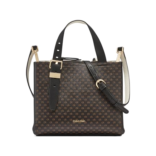 Calvin Klein Damen Triple Compartment Lowen Crossbody mit DREI Fächern, Braun/Khaki/Schwarz Mini von Calvin Klein