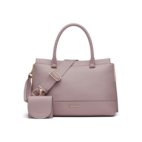 Calvin Klein Damen Triple Compartment Satchel Bianca Umhängetasche mit 3 Fächern, Rosa Distel von Calvin Klein