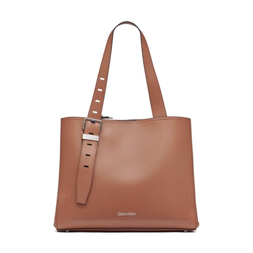 Calvin Klein Damen Triple Compartment Tote Lowen Tragetasche mit 3 Fächern, Caramel von Calvin Klein