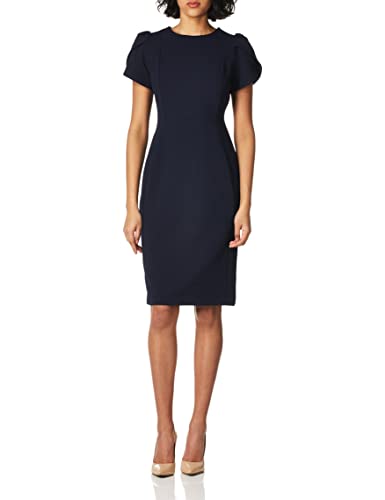 Calvin Klein Damen Tulip Sleeved Seamed Sheath Kleid, Indigo, 42 von Calvin Klein