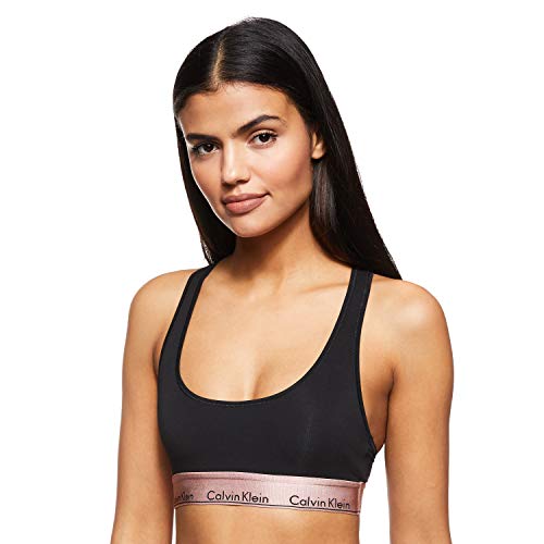 Calvin Klein Damen Unlined Bralette 79 Bikinioberteil, Schwarz (Black W. Rose Gold Ground GTC), 36 (Herstellergröße:S) von Calvin Klein