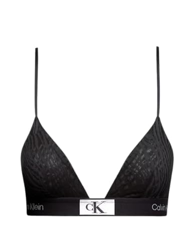 Calvin Klein Damen Unlined Triangle Underwear, Halbtransparent, Schwarz und silberfarben, S von Calvin Klein