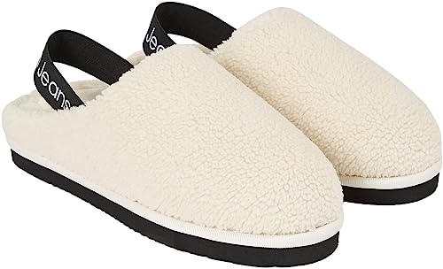 Calvin Klein Jeans Damen Hausschuhe Home Clog Surfaces Warm, Elfenbein (Creamy White/Black), 37 von Calvin Klein