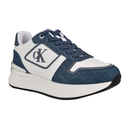 Calvin Klein Damen Vidya Sneaker, Blue Denim/White 420, 38 EU von Calvin Klein
