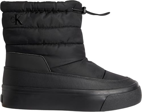 Calvin Klein Damen Mid Boot Stiefel Snowboot Nylon Mix mit Plateau, Schwarz (Triple Black), 40 von Calvin Klein