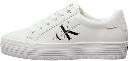 Calvin Klein Damen Vulcanized Sneaker Flatform Laceup Plateau, Weiß (Bright White), 38 von Calvin Klein