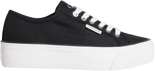 Calvin Klein Damen Vulcanized Sneaker Logo Tag mit Plateau, Schwarz (Ck Black), 39 von Calvin Klein