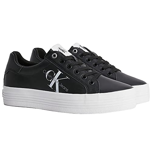 Calvin Klein Damen Vulcanized Sneaker Vulc Flatform Laceup Low Lth Plateau, Schwarz (Black), 38 von Calvin Klein