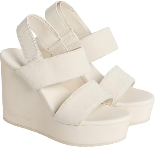Calvin Klein Damen Wedge Webbing In Yw0Yw01790 Sandalen mit Keilabsatz, Beige (Triple Turtle Dove), 39 EU von Calvin Klein