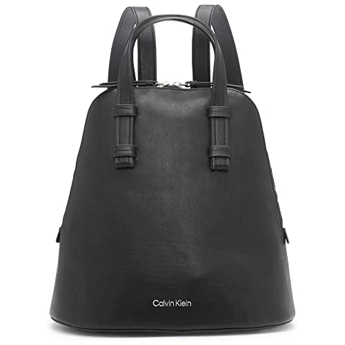 Calvin Klein Damen Zina Zip Around Rucksack mit umlaufendem Reißverschluss, Schwarz/Silber, Einheitsgröße von Calvin Klein