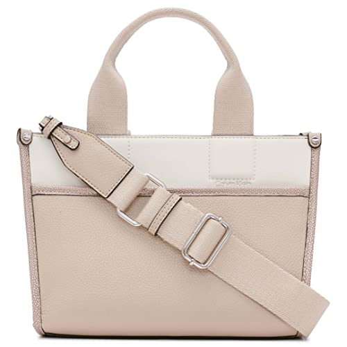 Calvin Klein Damen Elements Top Zip Satchel Umhängetasche mit Reißverschluss Oben, Pilz/Pilz/Weiß von Calvin Klein