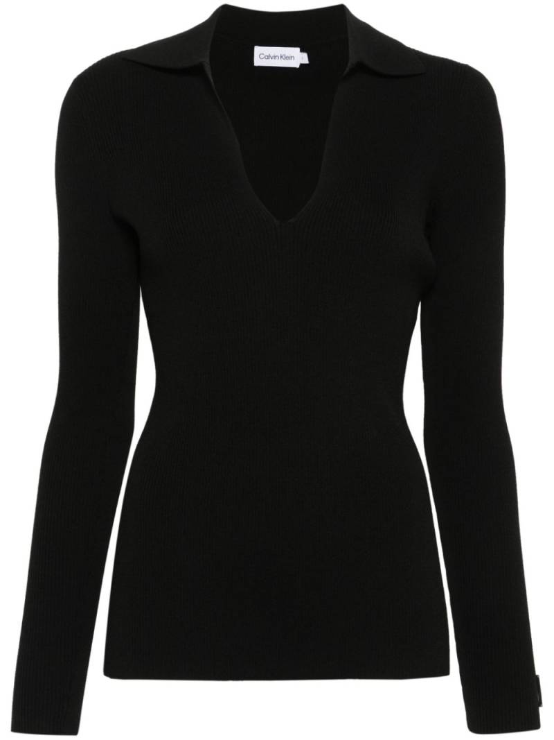 Calvin Klein Fein gerippter Pullover - Schwarz von Calvin Klein