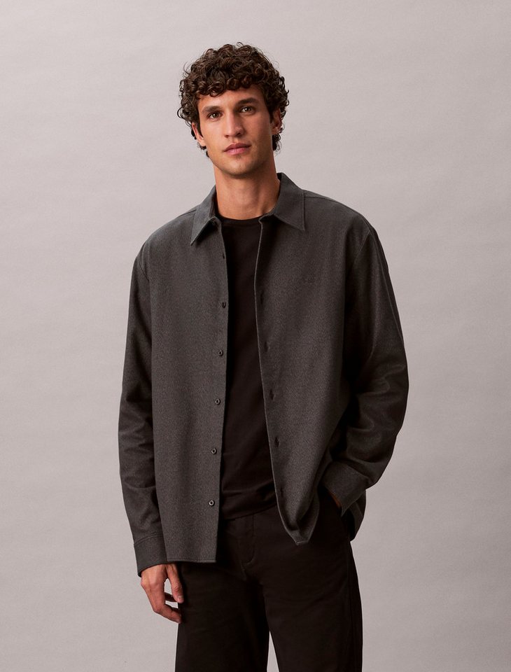 Calvin Klein Flanellhemd LS MELANGE FLANNEL EASY SHIRT Mit Rundhalsausschnitt, regular fit von Calvin Klein