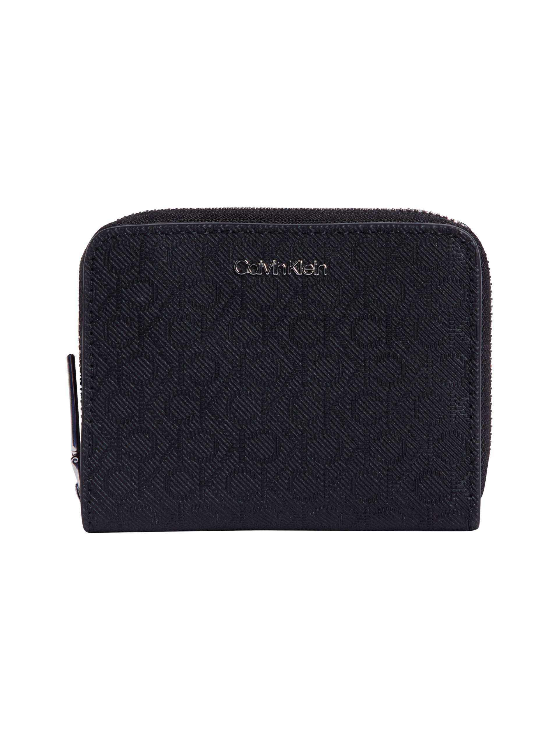Calvin Klein Geldbörse "CK MUST AOP MD ZIP AROUND W FLAP", Damen Geldbeutel, Portemonnaie mit Monogramm-Logomuster von Calvin Klein