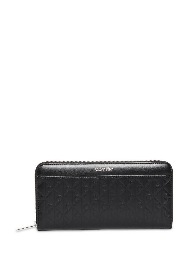 Calvin Klein Geldbörse EMBLEM AOP EMBOSSED LONG WALLET, Damen Geldbeutel, Portemmonnaie mit CK-Schriftzug von Calvin Klein