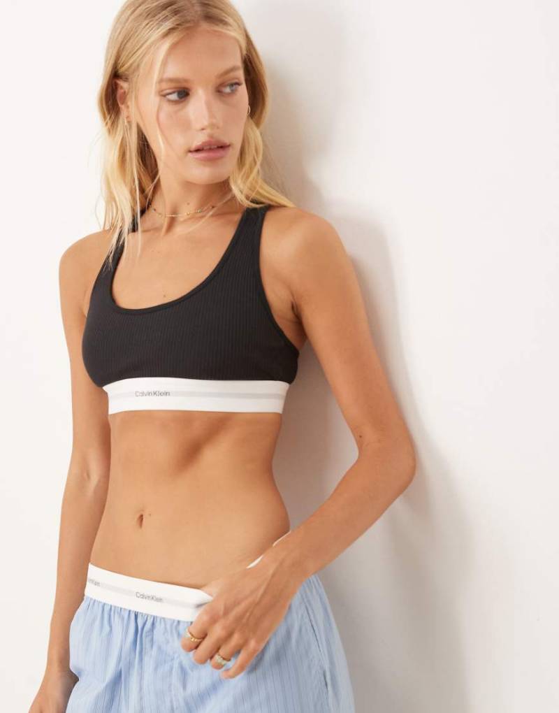 Calvin Klein - Geripptes Bustier aus Modal in Schwarz von Calvin Klein