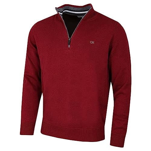 Calvin Klein Golf Herren Baumwollpullover - Burgunder Sport - M von Calvin Klein