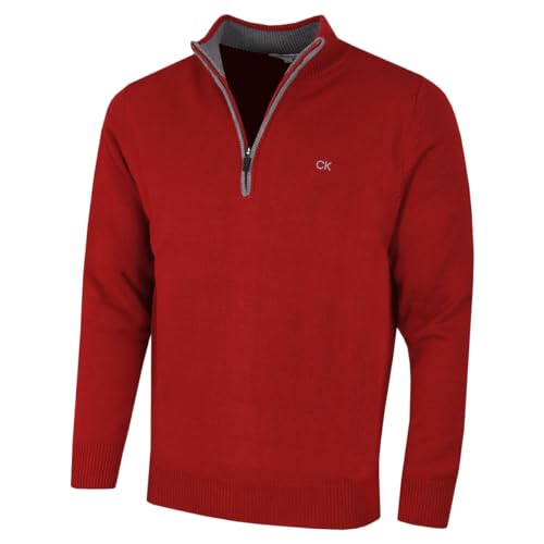 Calvin Klein Golf Herren Baumwollpullover - Burgundy - XXXXL von Calvin Klein