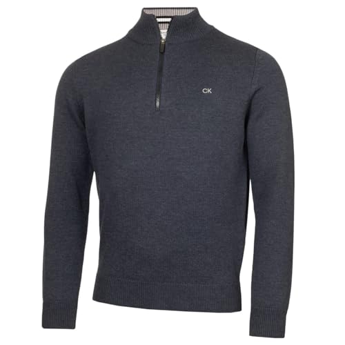 Calvin Klein Golf Herren Baumwollpullover - Dark Ocean Marl Sport - M von Calvin Klein