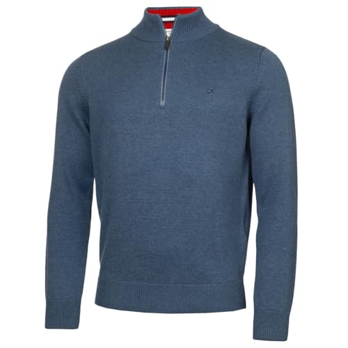 Calvin Klein Golf Herren Baumwollpullover - Denim Marl Sport - M von Calvin Klein