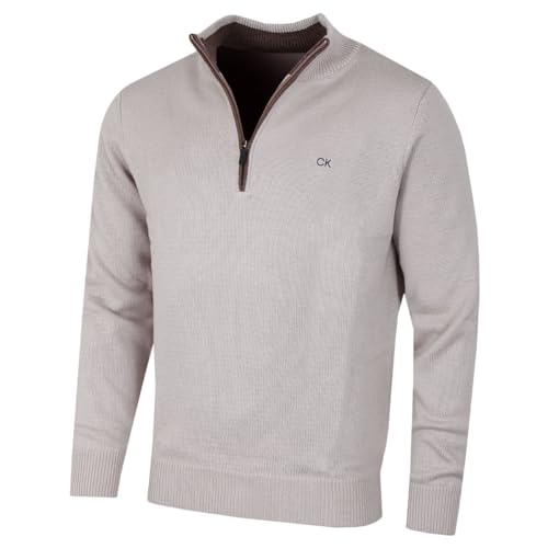 Calvin Klein Golf Herren Baumwollpullover - Hafer - L von Calvin Klein