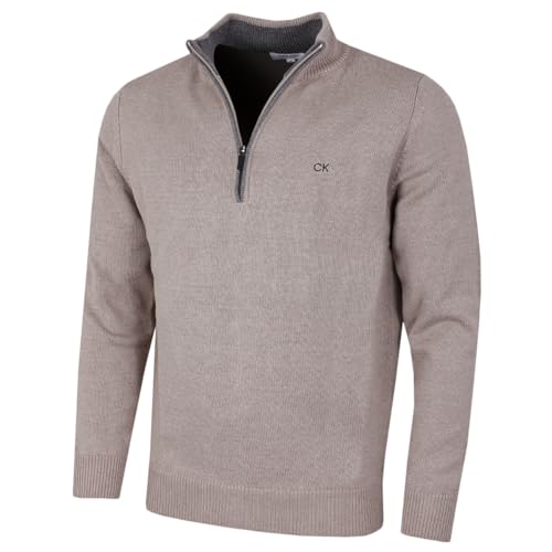 Calvin Klein Golf Herren Baumwollpullover - Hafermergel - L von Calvin Klein