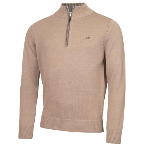 Calvin Klein Golf Herren Baumwollpullover - Hafermergel - S von Calvin Klein