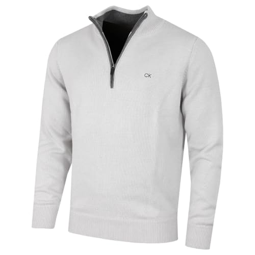 Calvin Klein Golf Herren Baumwollpullover - Helles Silber - L von Calvin Klein