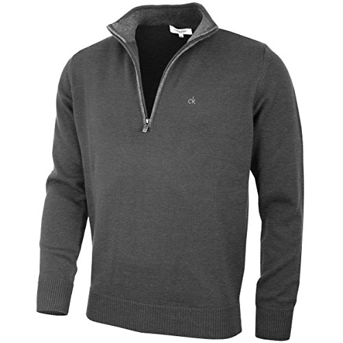 Calvin Klein Golf Herren Baumwollpullover - Holzkohle - XL von Calvin Klein