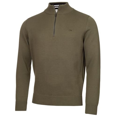 Calvin Klein Golf Herren Baumwollpullover - Khaki Sport - L von Calvin Klein