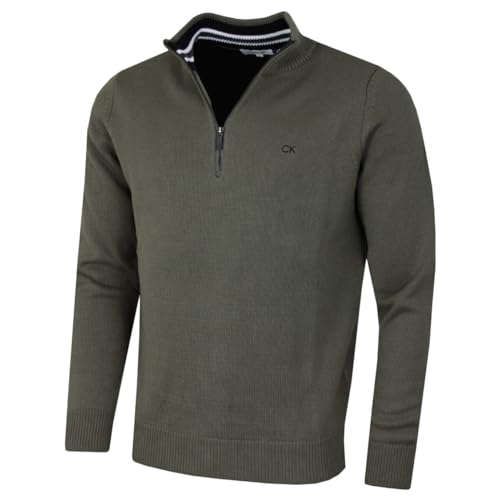 Calvin Klein Golf Herren Baumwollpullover - Khaki Sport - XL von Calvin Klein