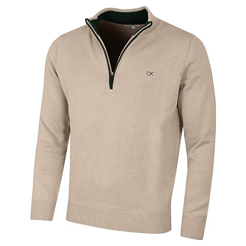 Calvin Klein Golf Herren Baumwollpullover - Latté - XL von Calvin Klein