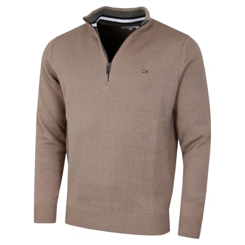 Calvin Klein Golf Herren Baumwollpullover - Mokka Sport - L von Calvin Klein