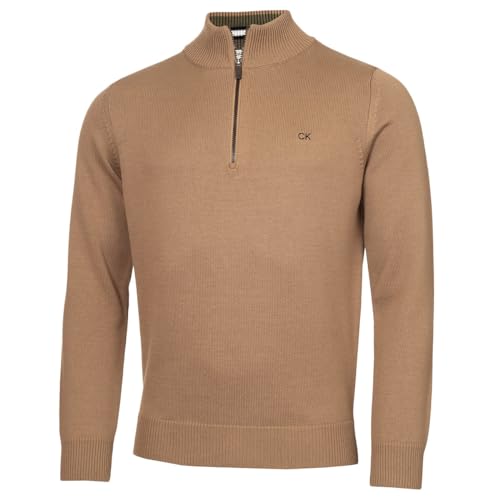 Calvin Klein Golf Herren Baumwollpullover - Mokka Sport - XL von Calvin Klein