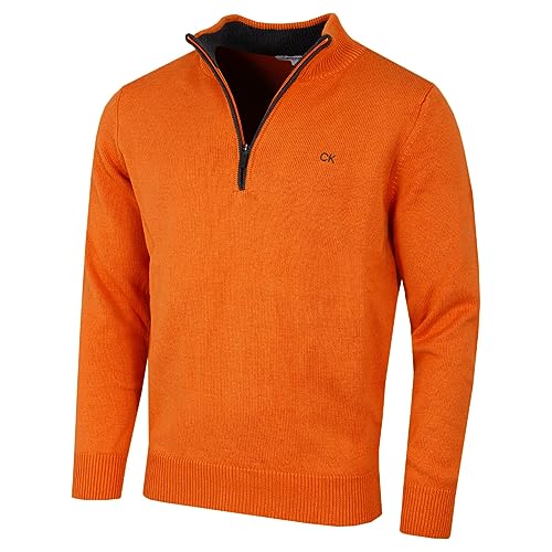 Calvin Klein Golf Herren Baumwollpullover - Orange - S von Calvin Klein