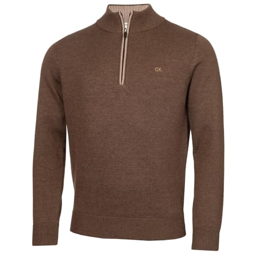 Calvin Klein Golf Herren Baumwollpullover - Rasenmergel - L von Calvin Klein