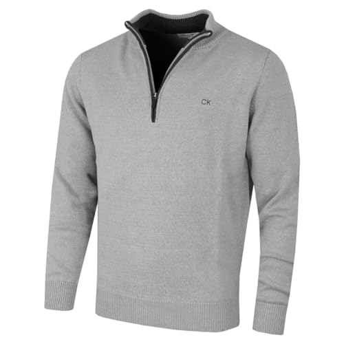 Calvin Klein Golf Herren Baumwollpullover - Silber - L von Calvin Klein