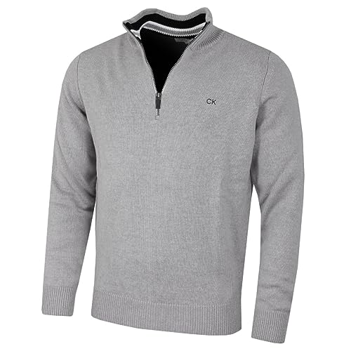 Calvin Klein Golf Herren Baumwollpullover - Silberner Sport - M von Calvin Klein