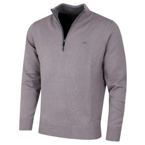 Calvin Klein Golf Herren Baumwollpullover - Wolkengrau - L von Calvin Klein