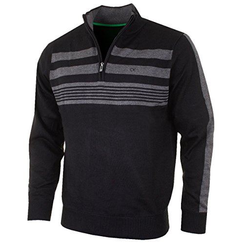 Calvin Klein Golf Herren CK Stripeblock Lined Pullover - Schwarz - S von Calvin Klein