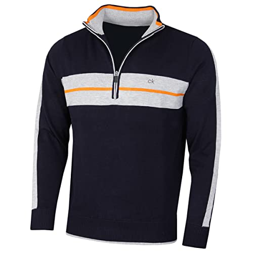 Calvin Klein Golf Herren CK Vertex mit halbem Reißverschluss - Navy - L von Calvin Klein