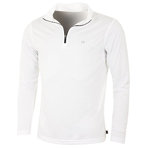 Calvin Klein Golf Herren Harlem 1/4 Zip Pullover - Weiß - L von Calvin Klein