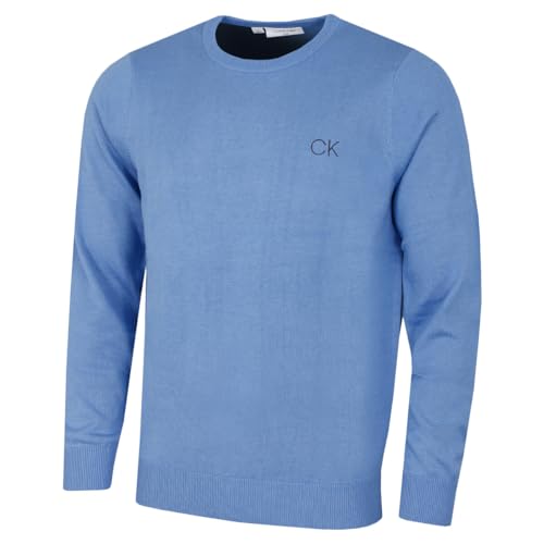 Calvin Klein Golf Herren Rundhals-Tour Sweater - Blau Marl - L von Calvin Klein