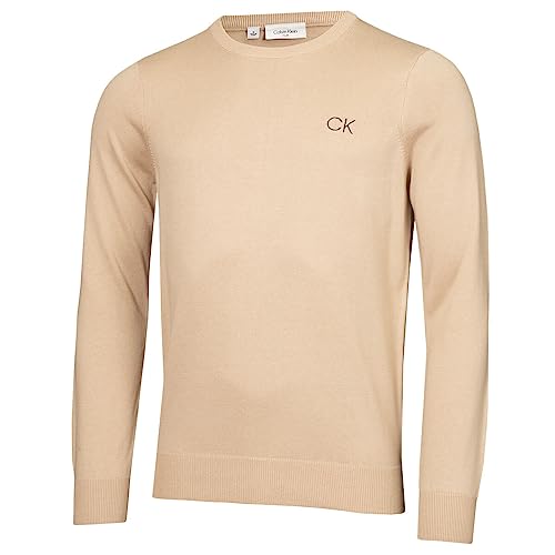 Calvin Klein Golf Herren Rundhals-Tour Sweater - Latté - L von Calvin Klein