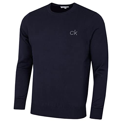 Calvin Klein Golf Herren Rundhals-Tour Sweater - Marine - XL von Calvin Klein