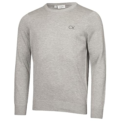 Calvin Klein Golf Herren Rundhals-Tour Sweater - Silber - M von Calvin Klein